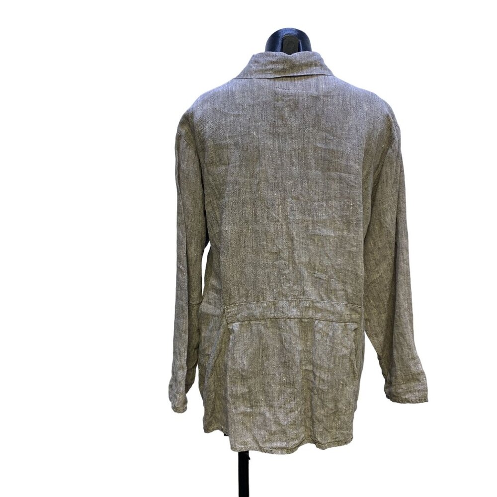 Flax By Jeanne Engelhart  Womens Light Brown Linen Jacket Size Medium - Picture 2 of 5